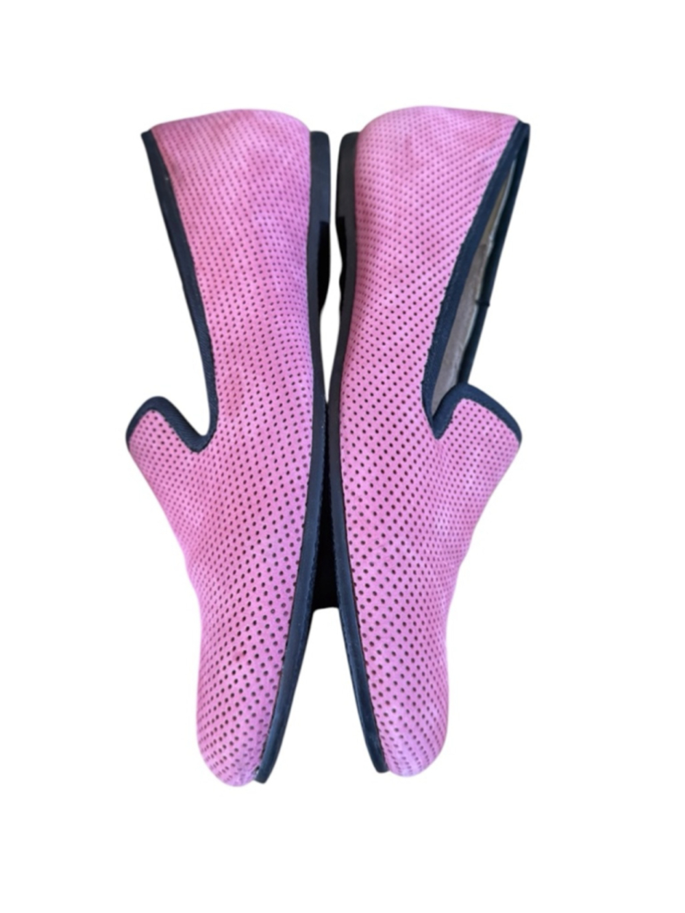 Women's MUNRO Pink Perforated Loafers with Black Trim - Picture 2 of 6